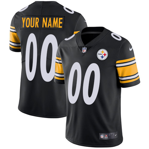 Pittsburgh Steelers Customized Black Team Color Stitched Vapor Untouchable Limited Men's Jersey