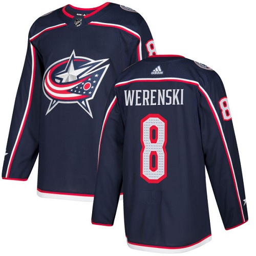 Adidas Columbus Blue Jackets #8 Zach Werenski Navy Blue Home Authentic Stitched Jersey Men's