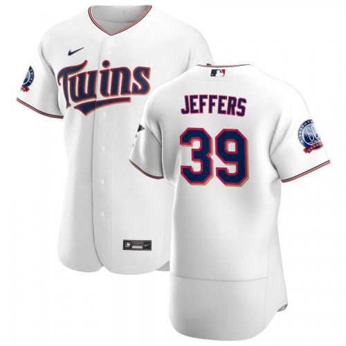 Minnesota Minnesota Twins #39 Ryan Jeffers Men's White Home 2020 60th Season Authentic Team Jersey Men's