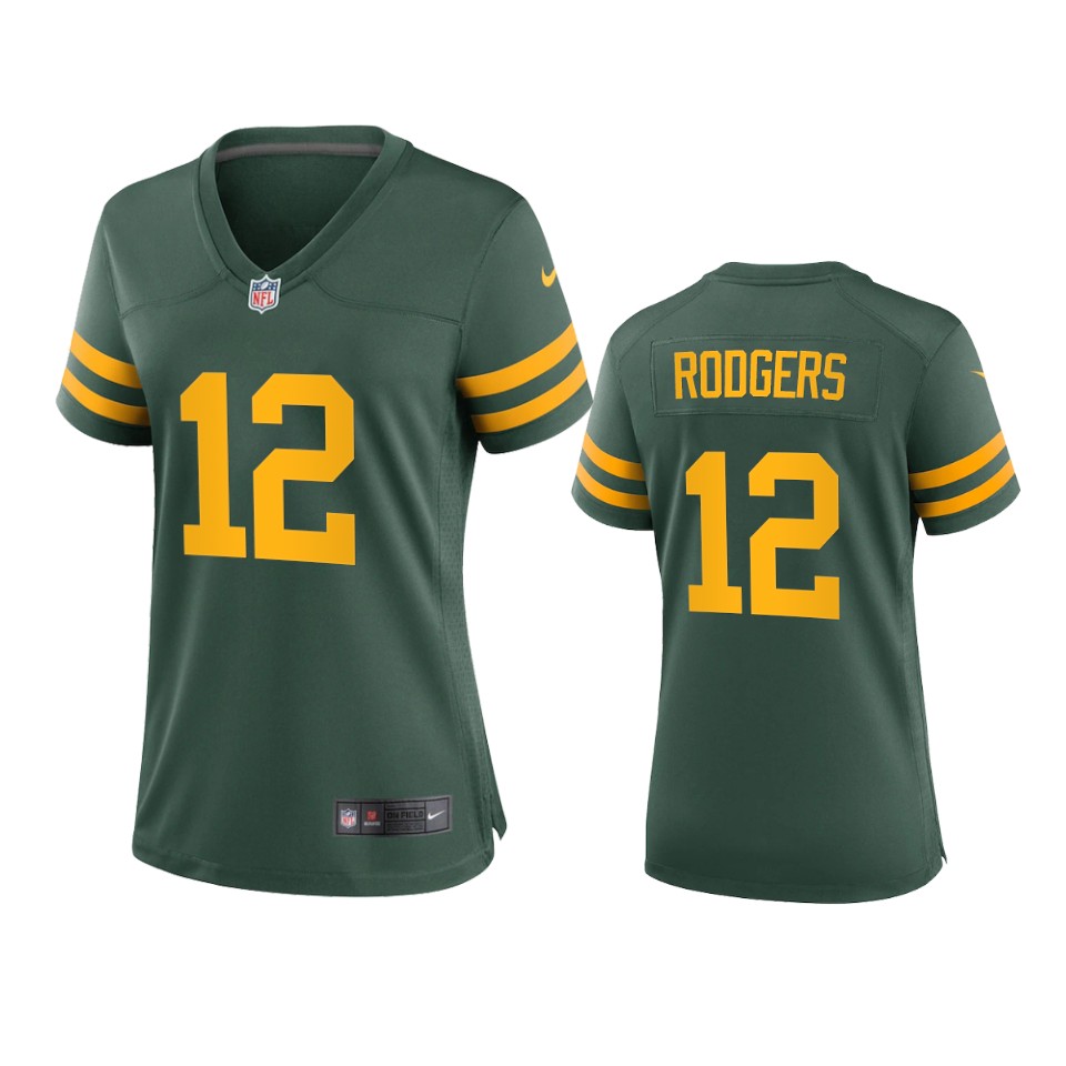 Green Bay Packers #12 Aaron Rodgers Women's Alternate Game Player Jersey - Green