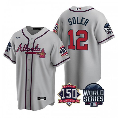 Atlanta Atlanta Braves #12 Jorge Soler 150th Anniversary 2021 World Series Youth Jersey - Grey Youth