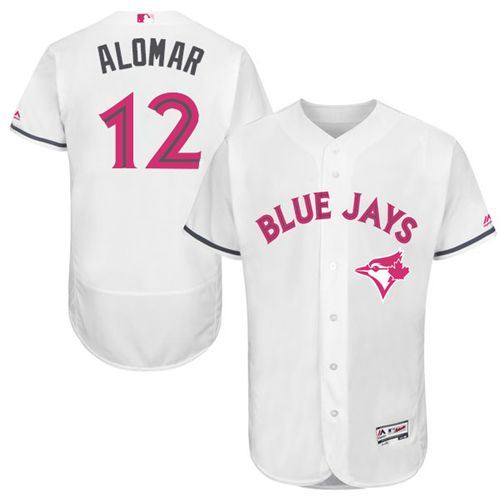 Toronto Blue Jays #12 Roberto Alomar White Flexbase Authentic Collection Mother's Day Stitched Jersey Men's