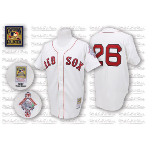 Mitchell And Ness 1987 Boston Red Sox #26 Wade Boggs White Throwback Stitched Jersey Men's