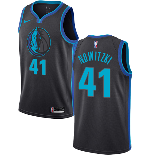 Dallas Mavericks #41 Dirk Nowitzki Anthracite Swingman City Edition 2018/19 Jersey Mens