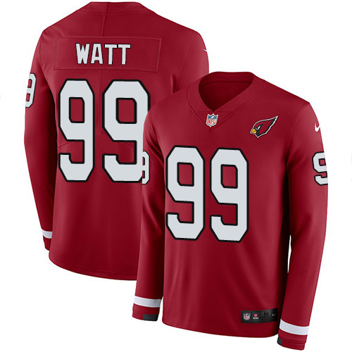Cardinals #99 J.J. Watt Red Team Color Youth Stitched Limited Therma Long Sleeve Jersey