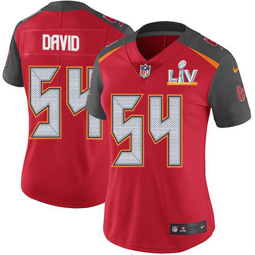 Buccaneers #54 Lavonte David Red Team Color Women's Super Bowl LV Bound Stitched Vapor Untouchable Limited Jersey