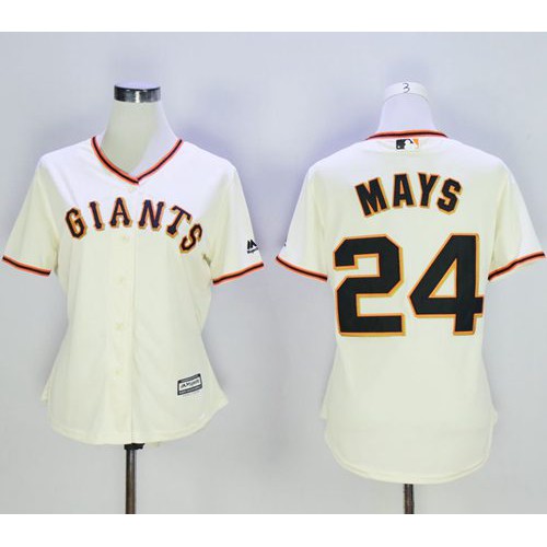 San Francisco Giants #24 Willie Mays Cream Home Women's Stitched Jersey Womens