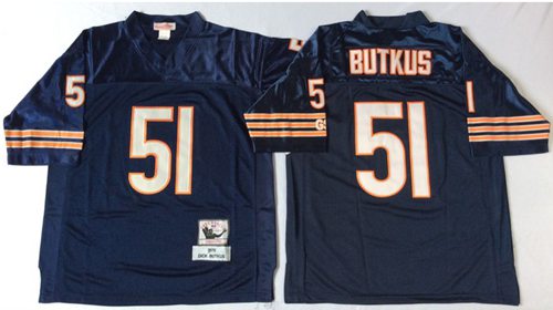 Mitchell&Ness Bears #51 Dick Butkus Blue Small No. Throwback Stitched Jersey
