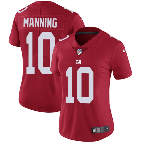 New York Giants #10 Eli Manning Red Alternate Women's Stitched Vapor Untouchable Limited Jersey Womens