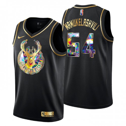 Milwaukee Milwaukee Bucks #54 Sandro Mamukelashvili Mens Golden Edition Diamond Logo 2021/22 Swingman Jersey - Black Mens
