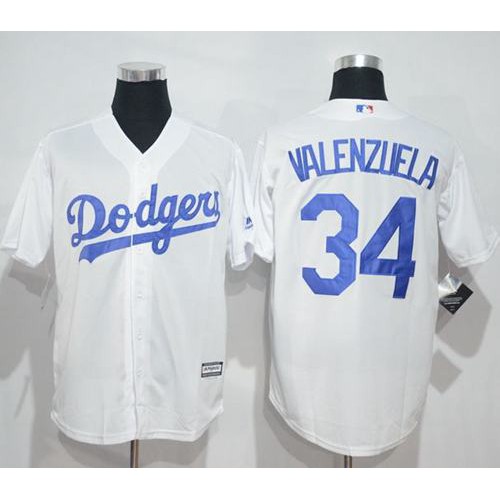 Los Angeles Dodgers #34 Fernando Valenzuela White New Cool Base Stitched Jersey Men's
