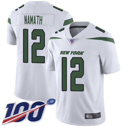 Jets #12 Joe Namath White Men's Stitched 100th Season Vapor Limited Jersey
