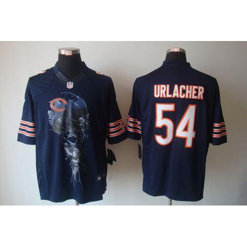 Chicago Bears #54 Brian Urlacher Navy Blue Team Color Men's Stitched Helmet Tri-Blend Limited Jersey Men's