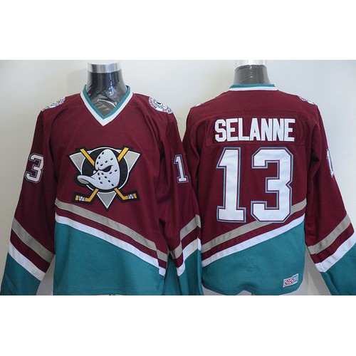 Anaheim Ducks #13 Teemu Selanne Red CCM Throwback Stitched Jersey Men's