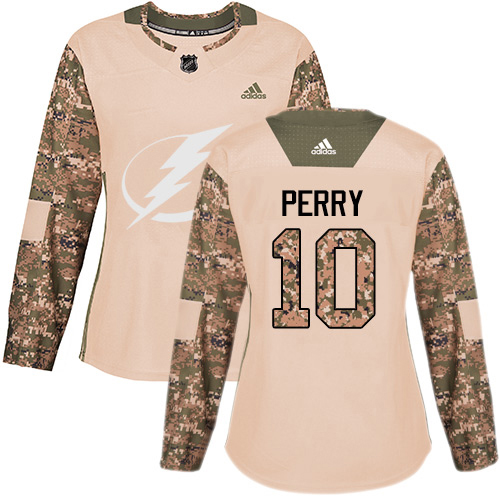 Adidas Tampa Bay Lightning #10 Corey Perry Camo Women's Authentic 2017 Veterans Day Stitched Jersey Womens