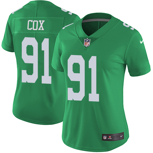 Philadelphia Eagles #91 Fletcher Cox Green Women's Stitched Limited Rush Jersey Womens