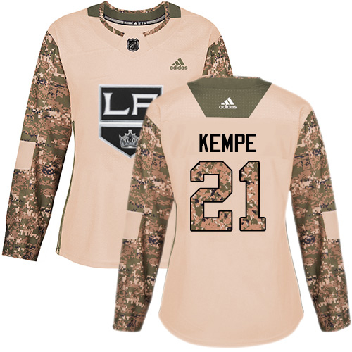 Adidas Los Angeles Kings #21 Mario Kempe Camo Authentic 2017 Veterans Day Women's Stitched Jersey Womens
