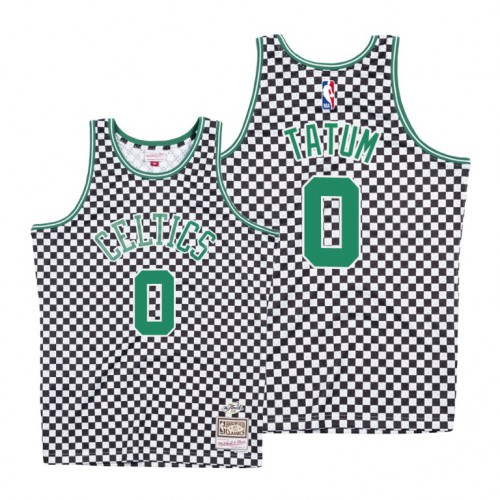 Mitchell & Ness Boston Celtics #0 Jayson Tatum White Checkerboard HWC Throwback Jersey Mens