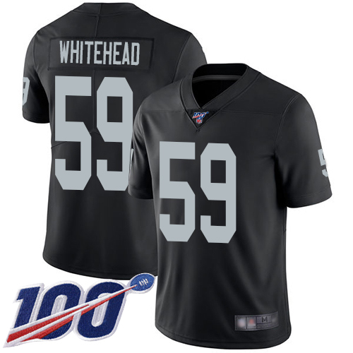 Las Vegas Raiders #59 Tahir Whitehead Black Team Color Men's Stitched 100th Season Vapor Limited Jersey Men's