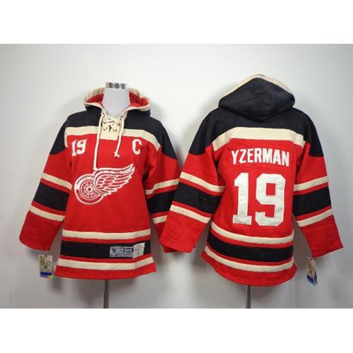 Detroit Red Wings #19 Steve Yzerman Red Sawyer Hooded Sweatshirt Stitched Youth Jersey Youth