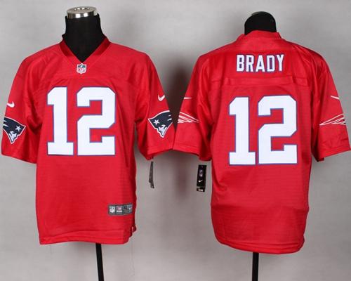 Patriots #12 Tom Brady Red Men's Stitched Elite QB Practice Jersey