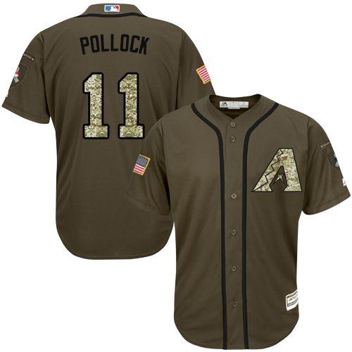 Arizona Diamondbacks #11 A. J. Pollock Green Salute to Service Stitched Jersey Men's