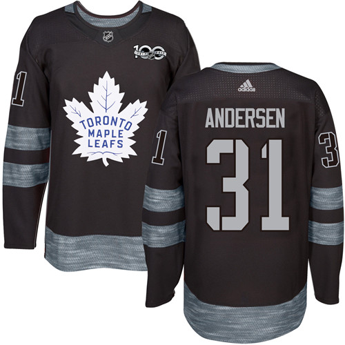Adidas Maple Toronto Maple Leafs #31 Frederik Andersen Black 1917-2017 100th Anniversary Stitched Jersey Men's