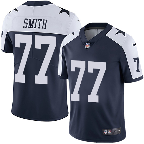 Dallas Cowboys #77 Tyron Smith Navy Blue Thanksgiving Men's Stitched Vapor Untouchable Limited Throwback Jersey Men's