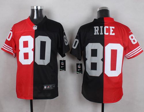 49ers #80 Jerry Rice Red/Black Two Tone Oakland Raiders Men's Stitched Jersey
