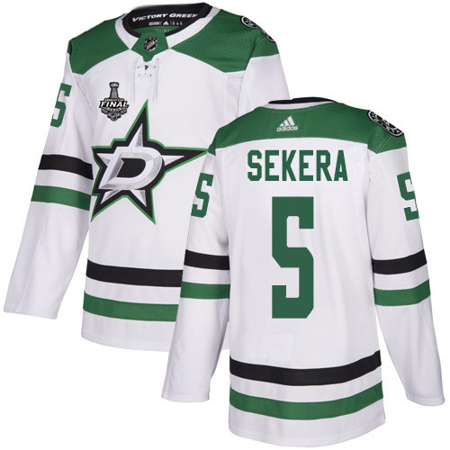 Adidas Dallas Stars #5 Andrej Sekera White Road Authentic 2020 Stanley Cup Final Stitched Jersey Men's