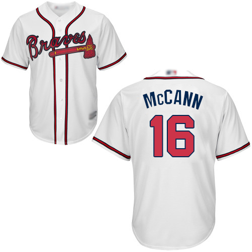 Atlanta Braves #16 Brian McCann White Cool Base Stitched Youth Jersey Youth