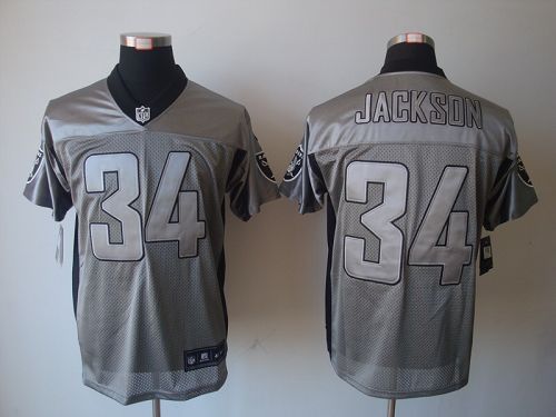 Raiders #34 Bo Jackson Grey Shadow Men's Stitched Elite Jersey