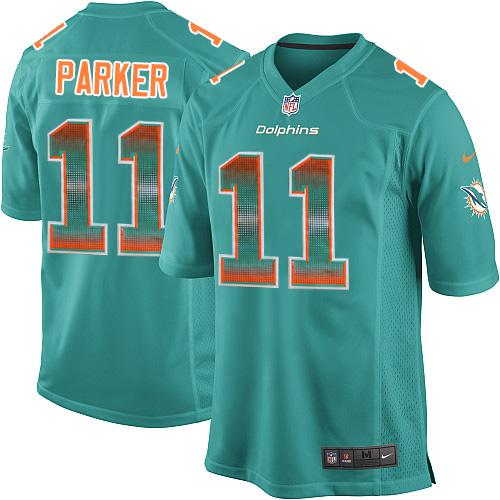 Miami Dolphins #11 DeVante Parker Aqua Green Team Color Men's Stitched Limited Strobe Jersey Men's