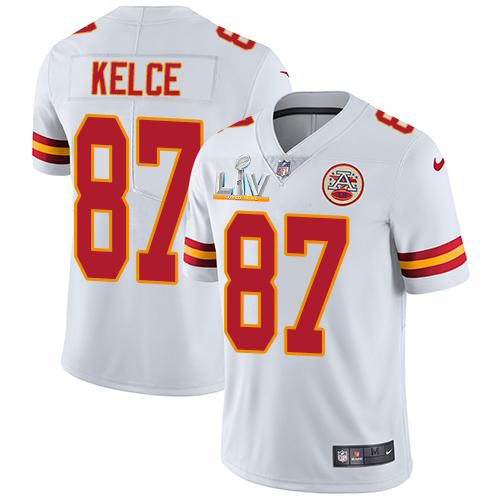 Chiefs #87 Travis Kelce White Men's Super Bowl LV Bound Stitched Vapor Untouchable Limited Jersey