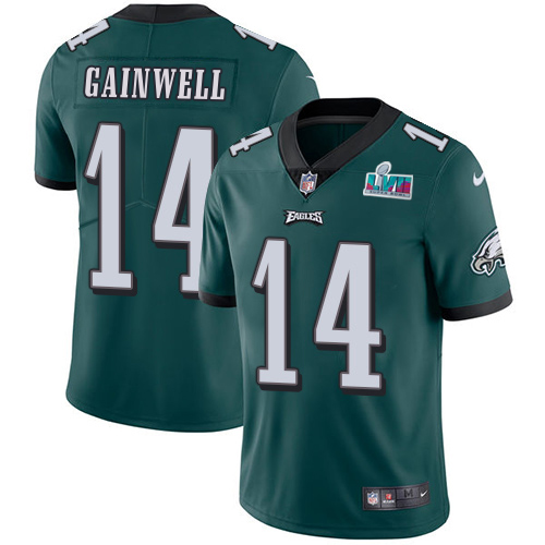 Eagles #14 Kenneth Gainwell Green Team Color Super Bowl LVII Patch Men's Stitched Vapor Untouchable Limited Jersey