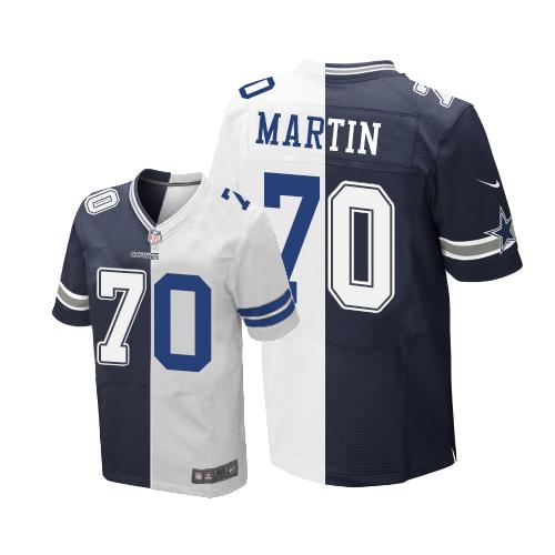 Dallas Cowboys #70 Zack Martin Navy Blue/White Men's Stitched Elite Split Jersey Men's
