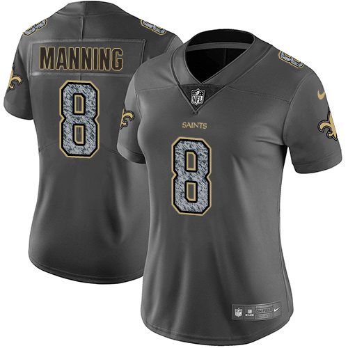 New Orleans Saints #8 Archie Manning Gray Static Women's Stitched Vapor Untouchable Limited Jersey Womens