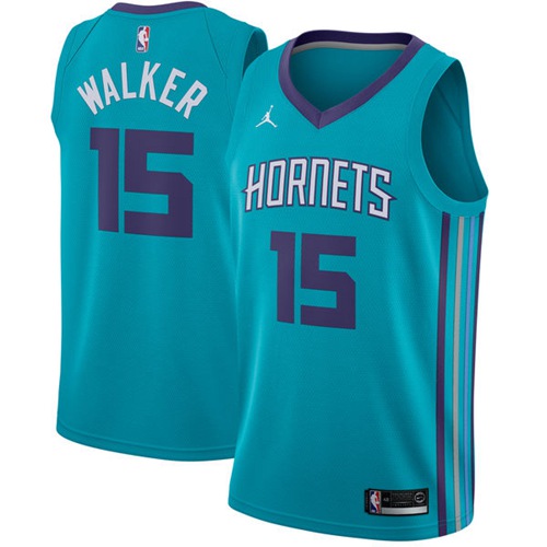Charlotte Hornets #15 Kemba Walker Teal Jordan Swingman Icon Edition Jersey Mens