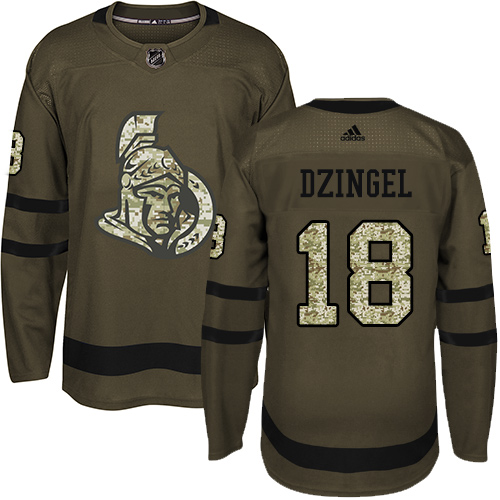 Adidas Ottawa Senators #18 Ryan Dzingel Green Salute to Service Stitched Jersey Men's