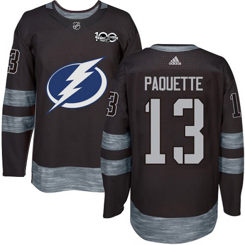 Adidas Tampa Bay Lightning #13 Cedric Paquette Black 1917-2017 100th Anniversary Stitched Jersey Men's