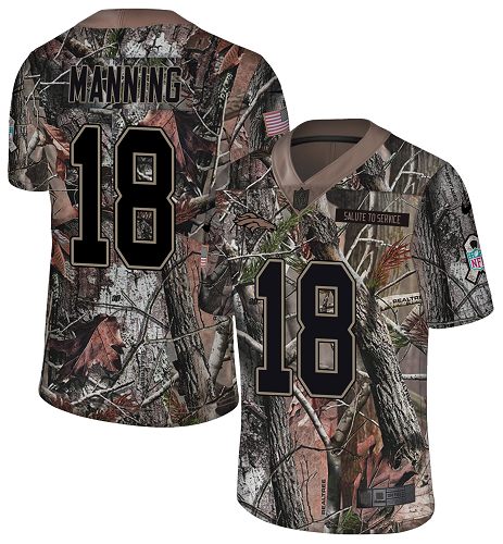 Broncos #18 Peyton Manning Camo Men's Stitched Limited Rush Realtree Jersey