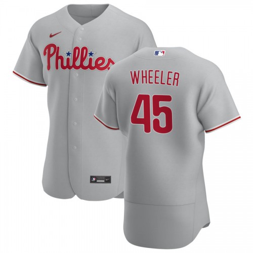 Philadelphia Philadelphia Phillies #45 Zack Wheeler Men's Gray Road 2020 Authentic Player Jersey Men's