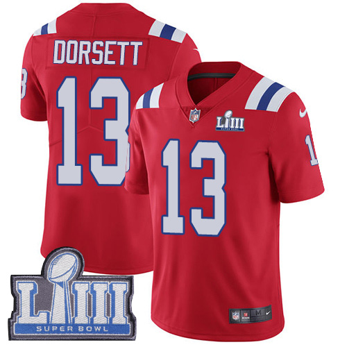 New England Patriots #13 Phillip Dorsett Red Alternate Super Bowl LIII Bound Men's Stitched Vapor Untouchable Limited Jersey Men's