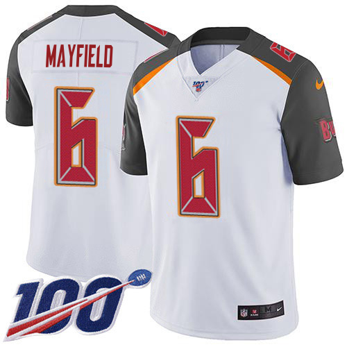 Buccaneers #6 Baker Mayfield White Youth Stitched 100th Season Vapor Untouchable Limited Jersey