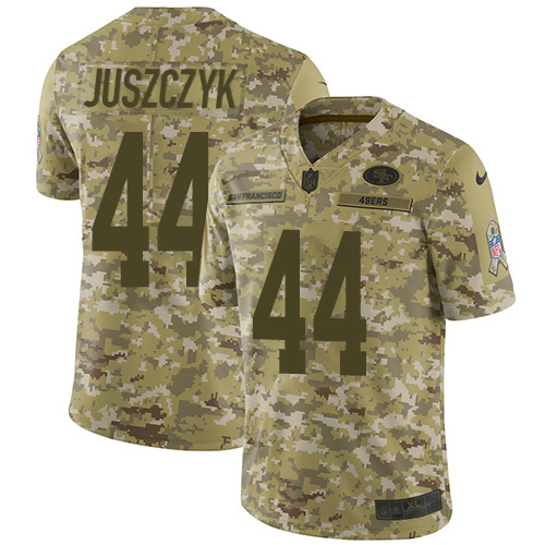 49ers #44 Kyle Juszczyk Camo Men's Stitched Limited 2018 Salute To Service Jersey