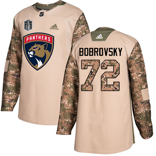 Adidas Lightning #72 Sergei Bobrovsky Camo 2023 Stanley Cup Final Patch Authentic Veterans Day Stitched Youth Jersey