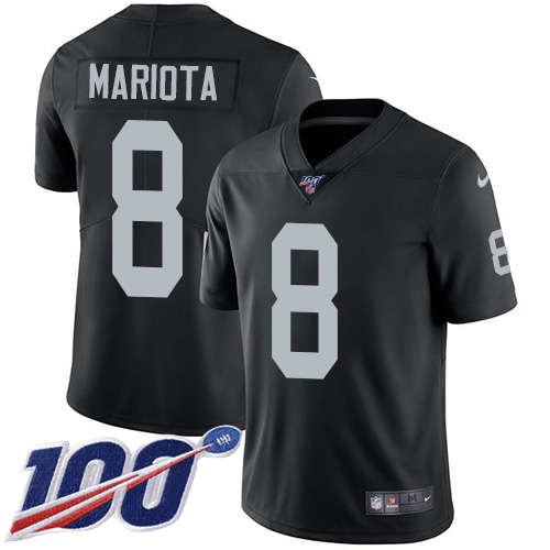 Las Vegas Raiders #8 Marcus Mariota Black Team Color Youth Stitched 100th Season Vapor Untouchable Limited Jersey Youth