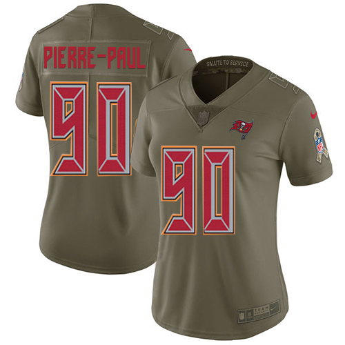 Tampa Bay Buccaneers #90 Jason Pierre-Paul Olive Women's Stitched Limited 2017 Salute to Service Jersey Womens