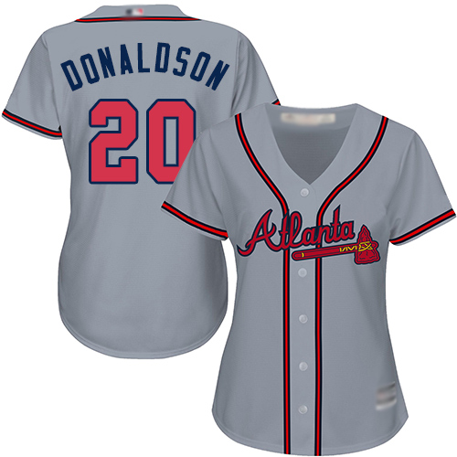 Atlanta Braves #20 Josh Donaldson Grey Road Women's Stitched Jersey Womens