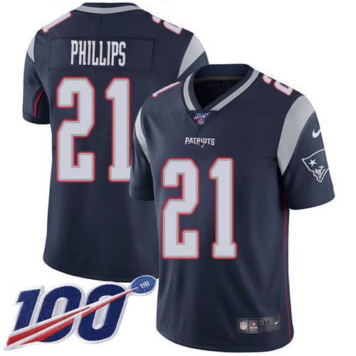 New England Patriots #21 Adrian Phillips Navy Blue Team Color Men's Stitched 100th Season Vapor Untouchable Limited Jersey Men's